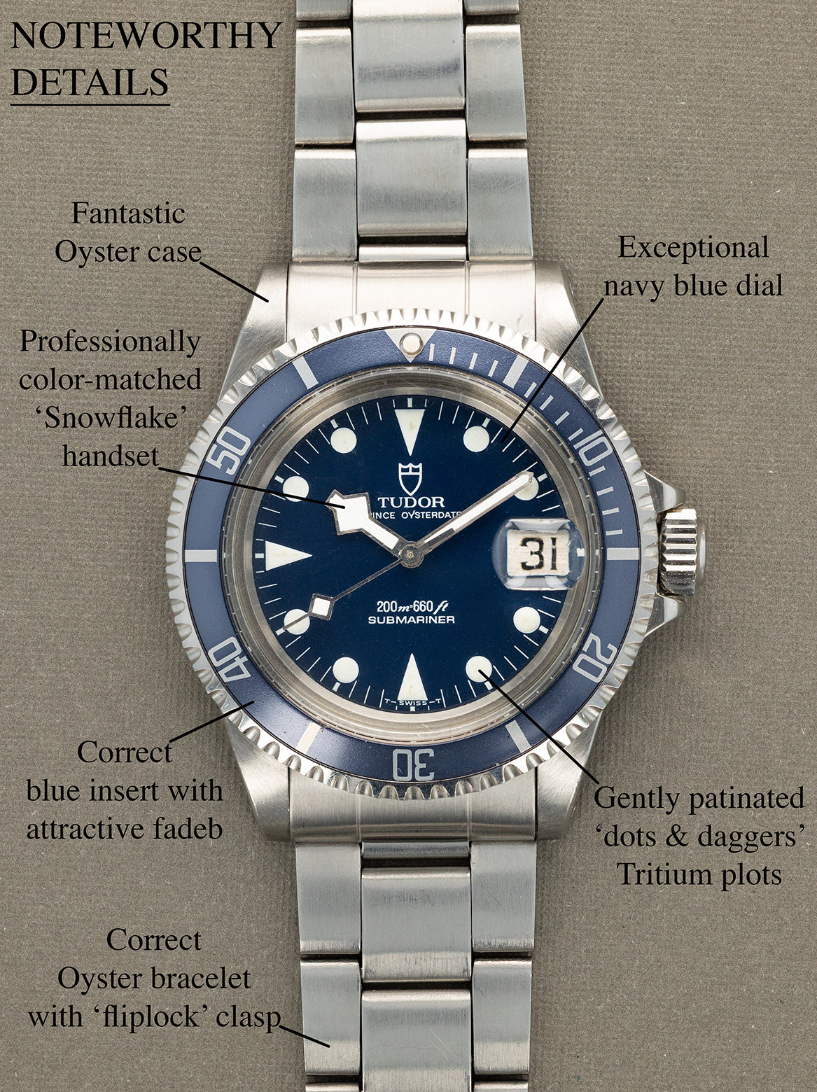 Tudor Submariner Date Ref. 76100 'Transitional' - Blue 'Dots & Daggers' Dial