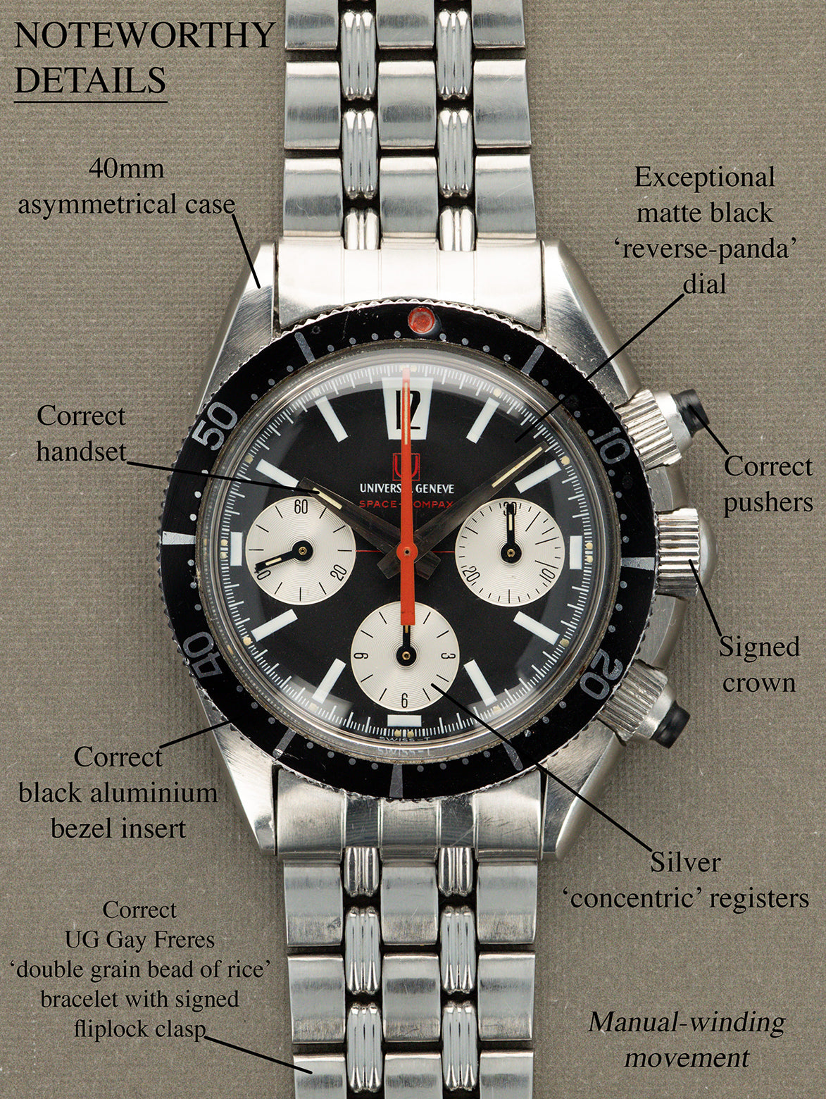 Universal Genève Space-Compax Ref. 885104/01 - 'Mk1' Reverse-Panda Dial