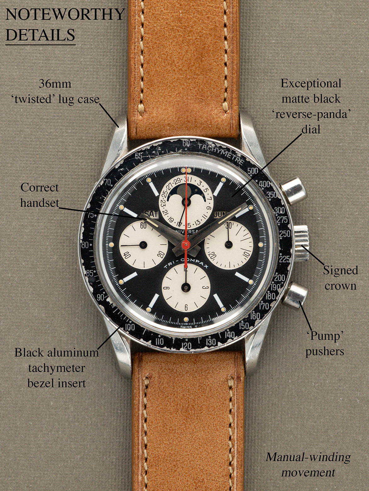 Universal Genève Tri-Compax Ref. 881101/02 'Evil Clapton' - Matte Black 'Reverse-Panda' Dial Unpolished