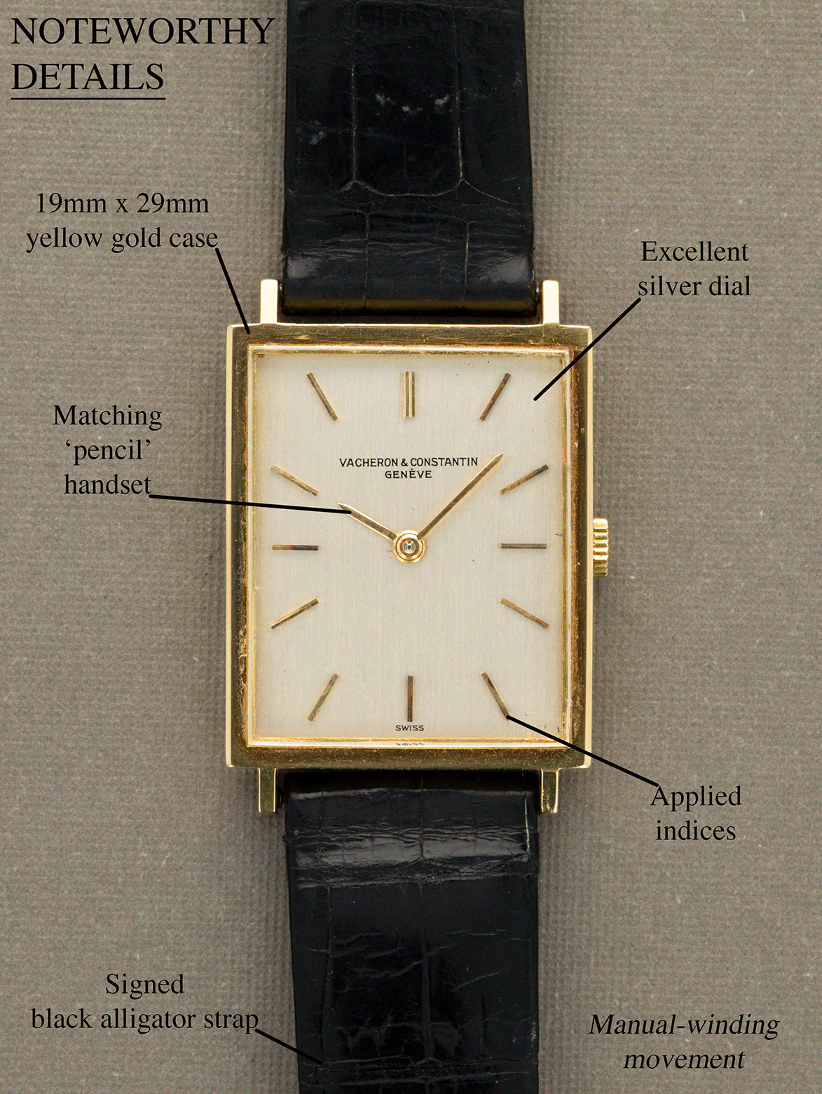 Vacheron Constantin Rectangular Dress Watch Ref. 7139 - 'Brushed' Silver Dial