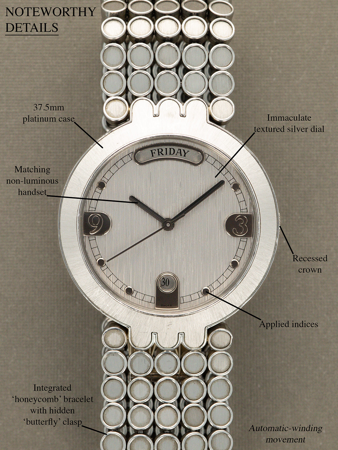 Harry Winston Premier Day-Date Platinum - 'Brushed' Silver Dial Unpolished