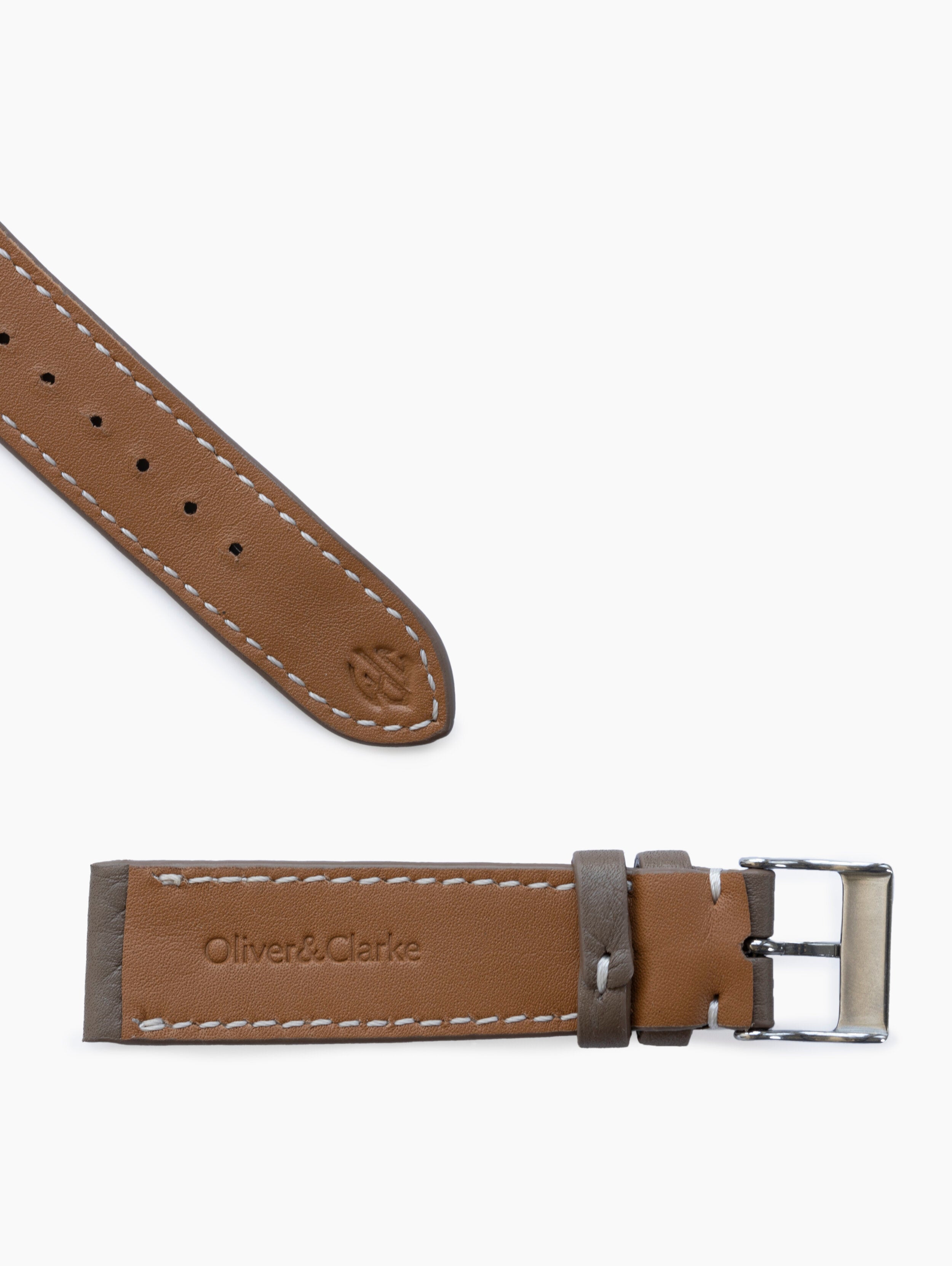 Cervo Taupe JPM x Oliver & Clarke Leather Watch Strap