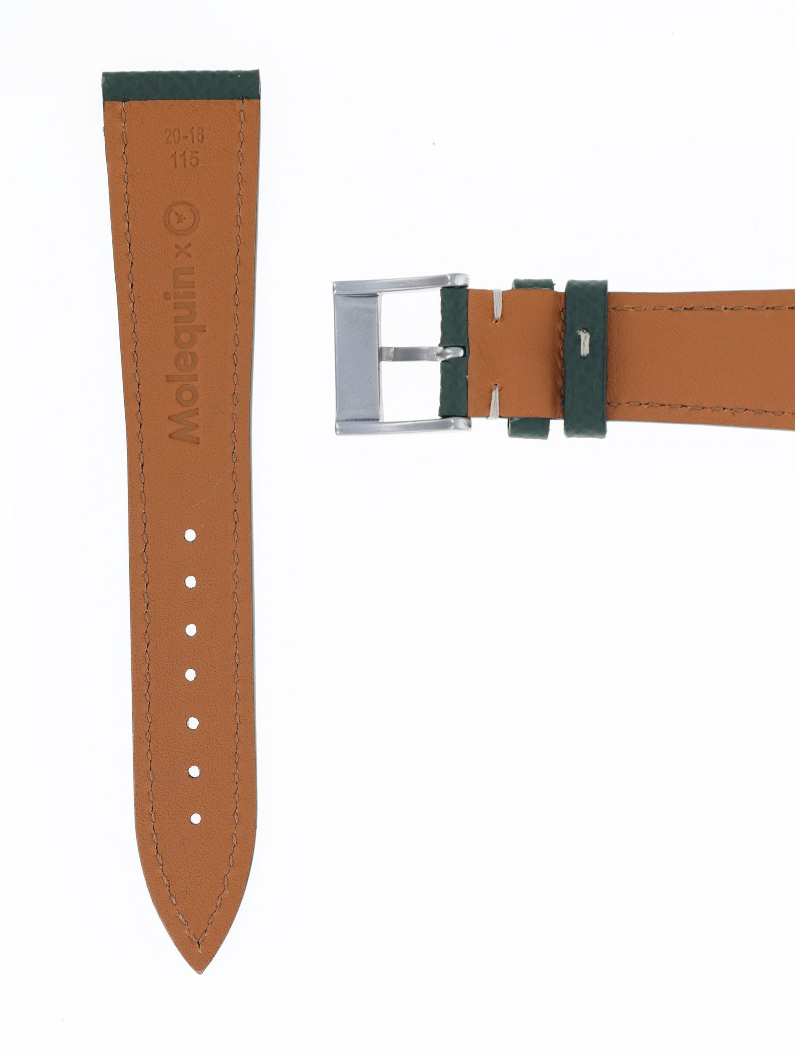 'Hunter' Green Molequin x Oliver and Clarke 'Grained' Watch Strap