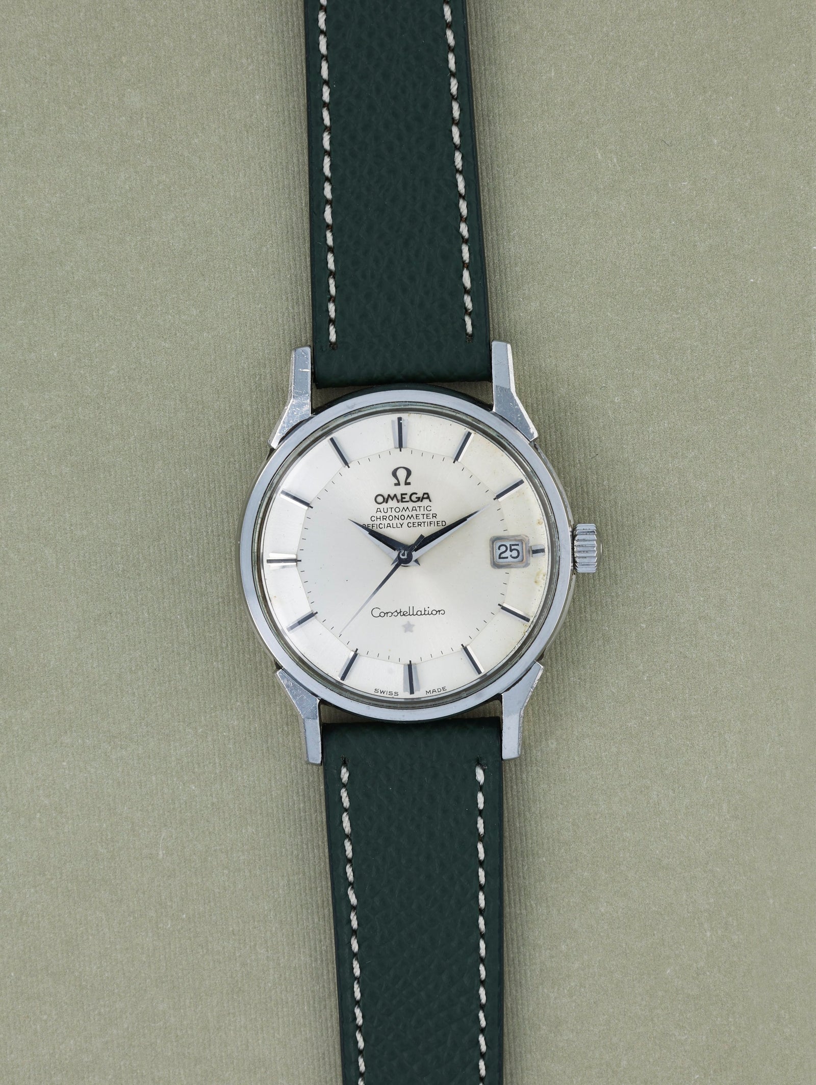 'Hunter' Green Molequin x Oliver and Clarke 'Grained' Watch Strap