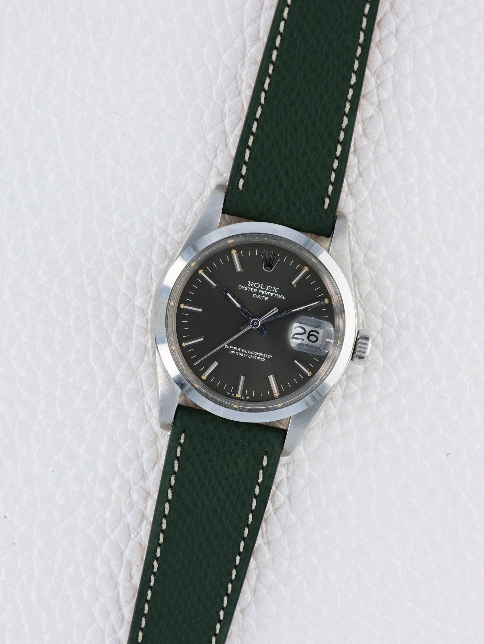 'Hunter' Green Molequin x Oliver and Clarke 'Grained' Watch Strap