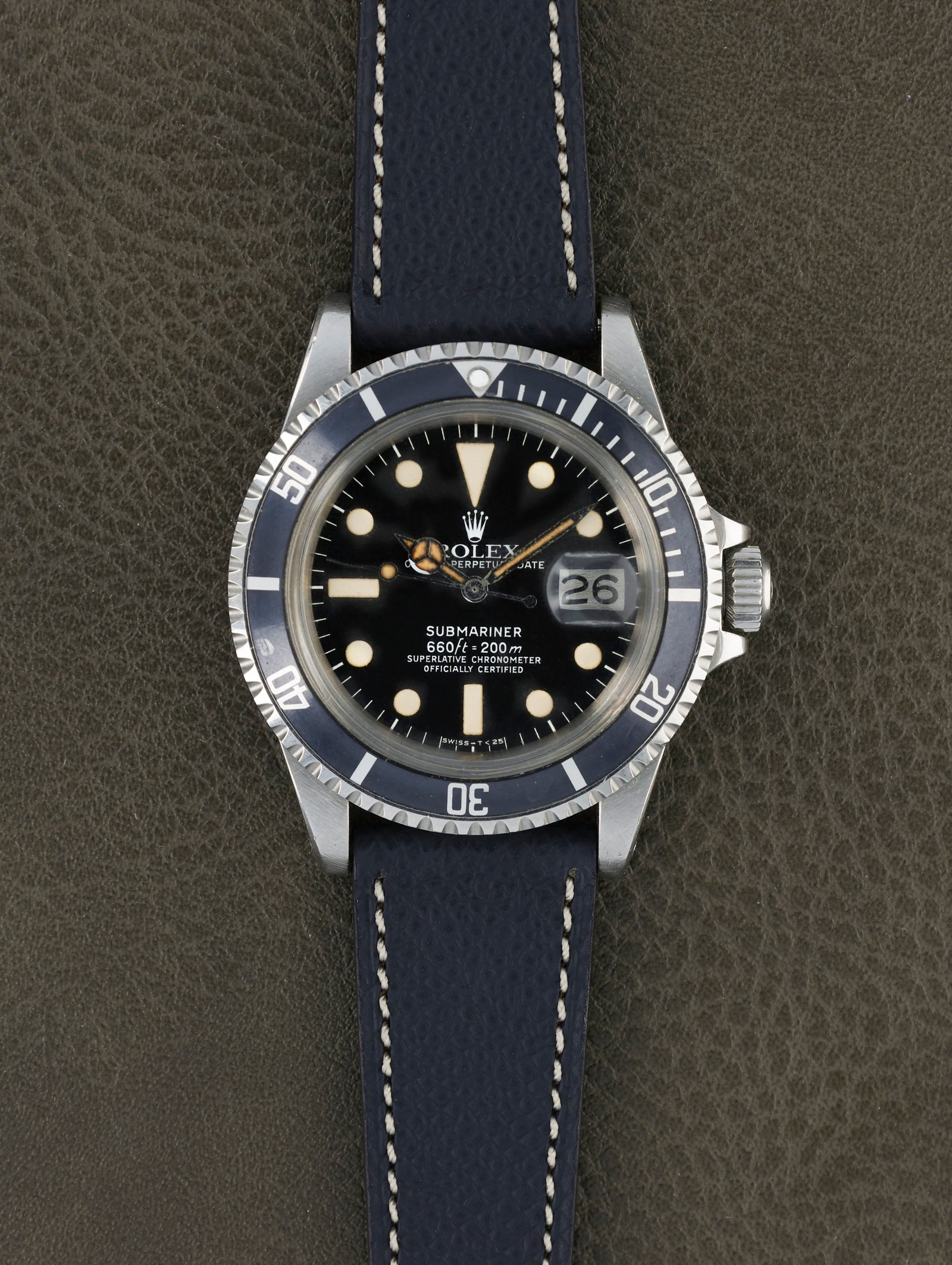 'Navy' Blue Molequin x Oliver and Clarke 'Grained' Watch Strap