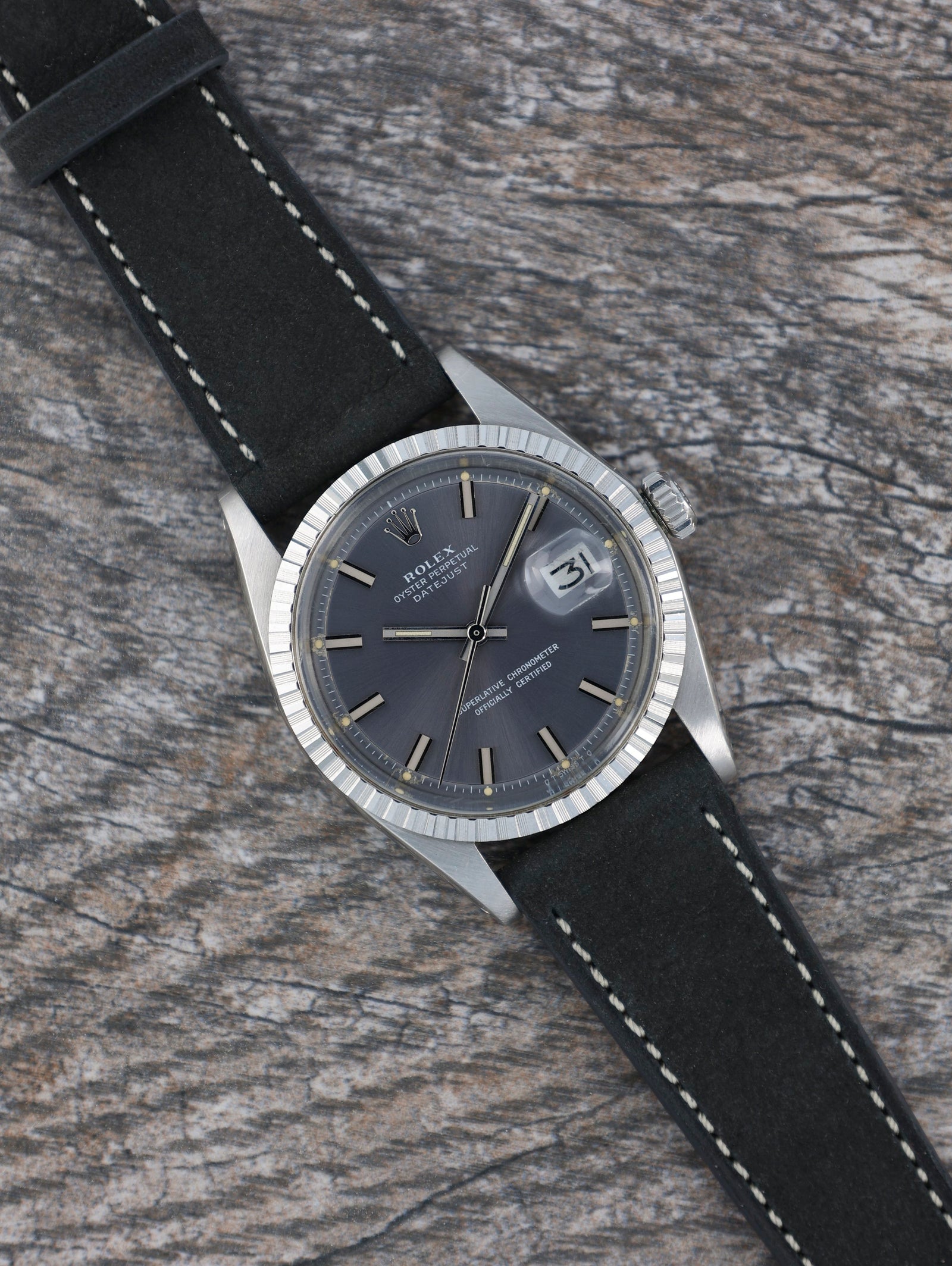 'Granite' Molequin x Oliver and Clarke 'Nubuck' Watch Strap