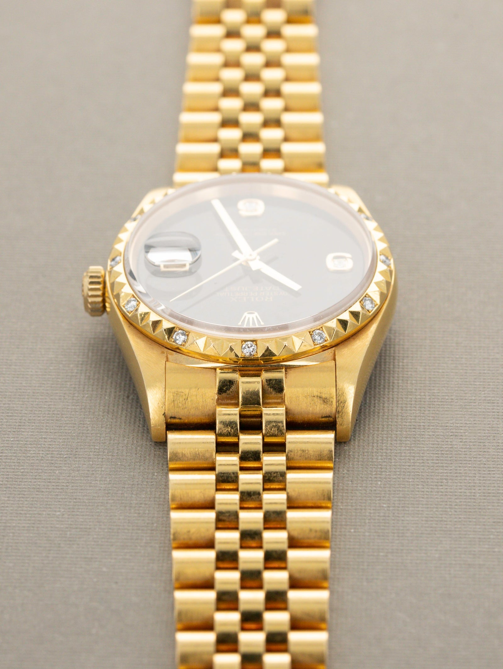 Rolex Datejust Ref. 16058 - Pyramid Bezel, and Onyx Dial with Diamond Indices